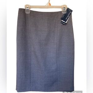 NWT Evan Picone Essentials Gray Pencil Skirt with Double Back Slits (Size 6)